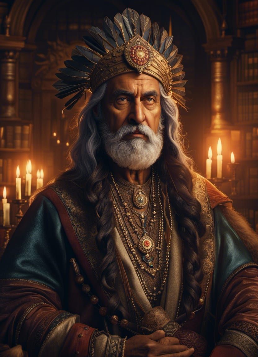 Medieval Indian Prince Portrait in Candlelight