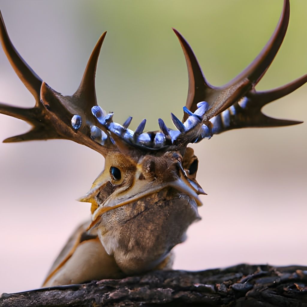 Horned Lizard with Antlers: Hyperrealistic Nature Photograph...