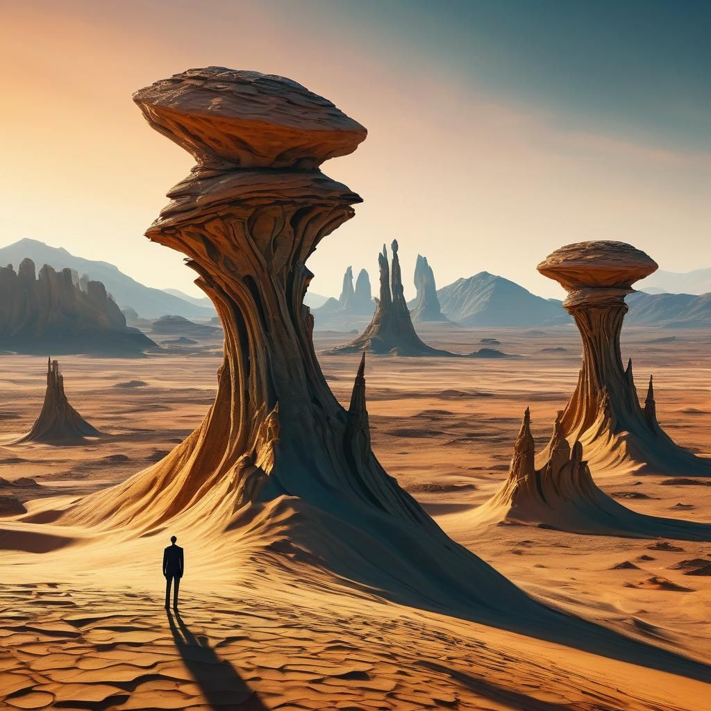 Surreal Alien Landscape Inspired by Dali and Magritte