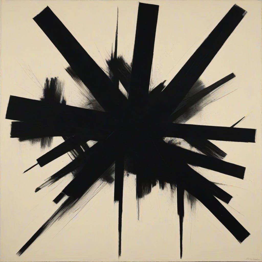 Dark Abstract Artwork in Expressive Brushstrokes