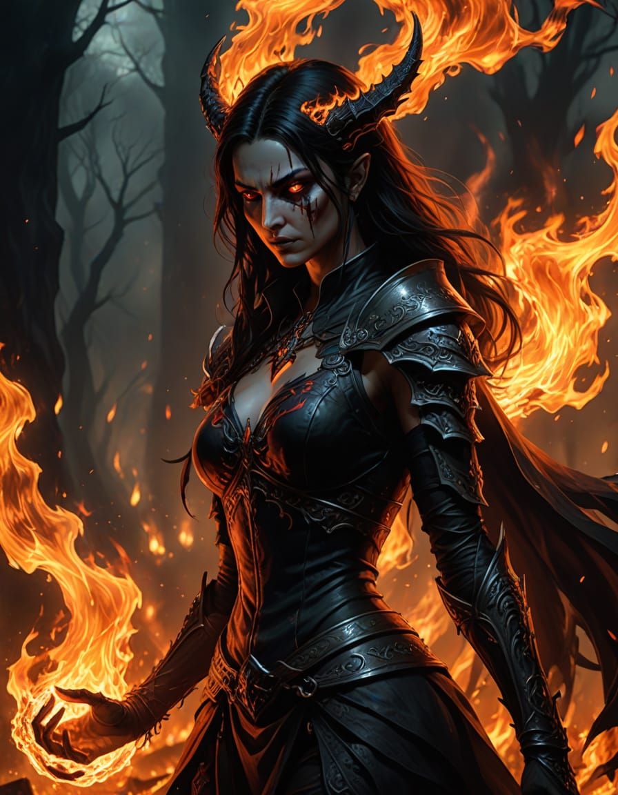 Dark Fantasy Portrait of a Seductive Female Demon