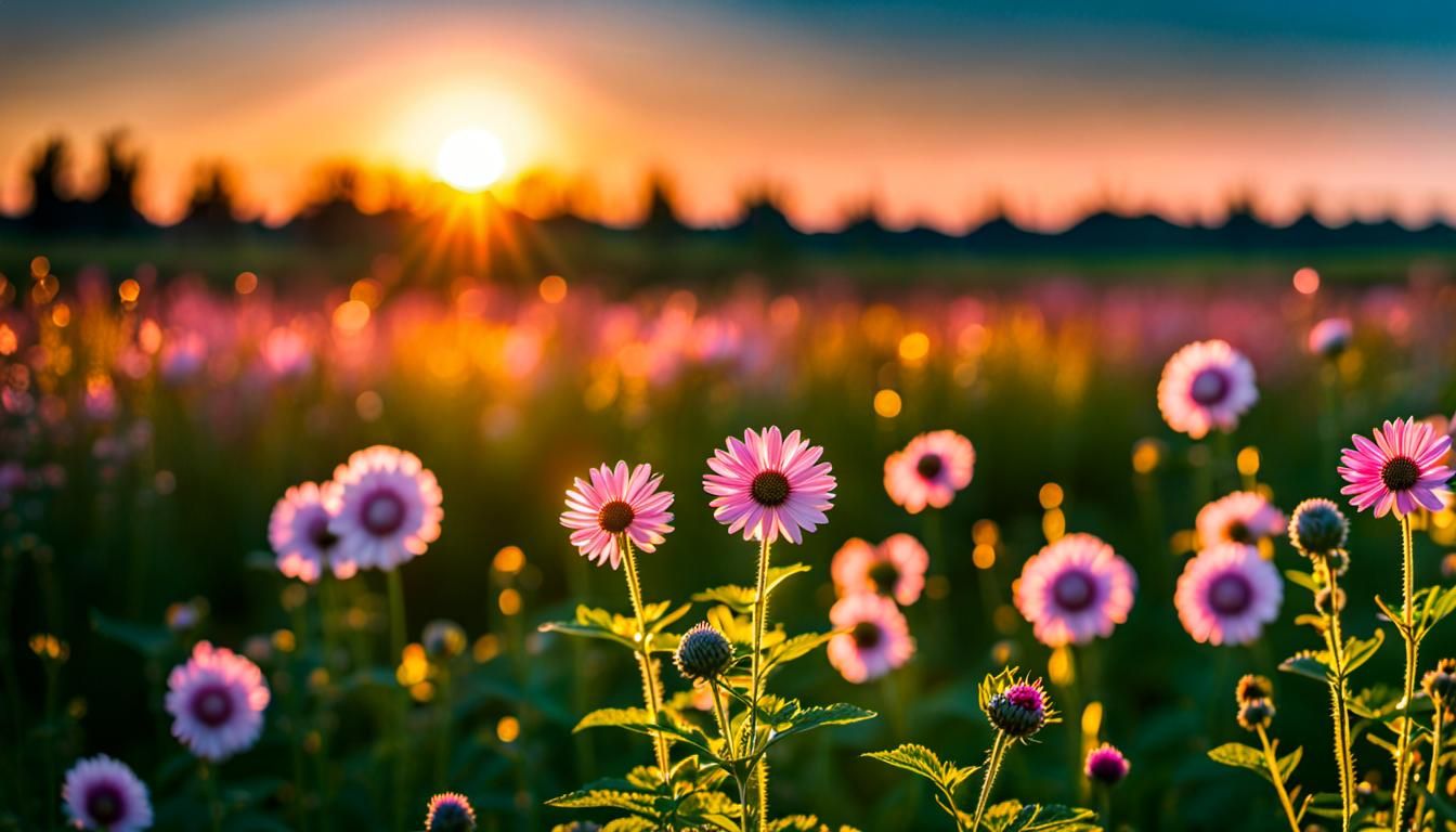 Late Summer Flower Field in Golden Evening Light