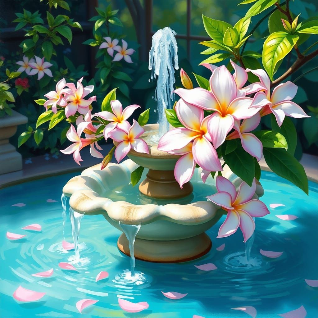 Jasmine Fountain in Vibrant, Delicate Style