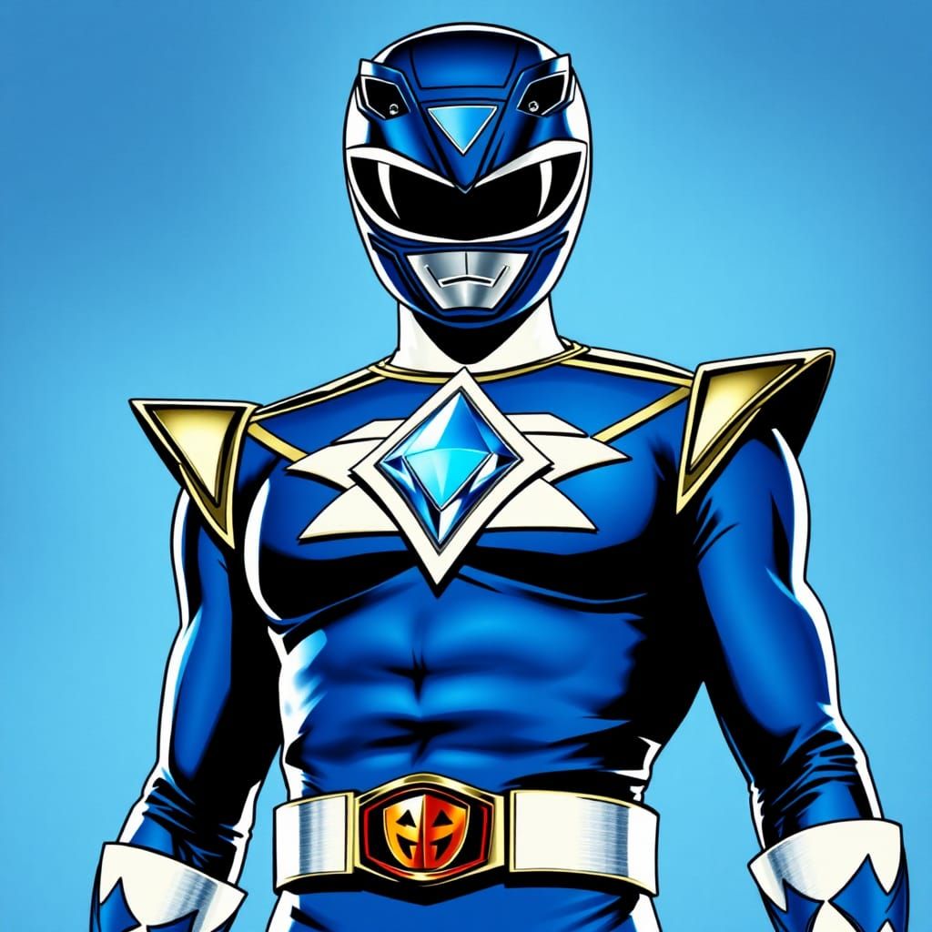 Blue Power Ranger With a Blue diamond on his chest Spirit of the Griffin 1950s