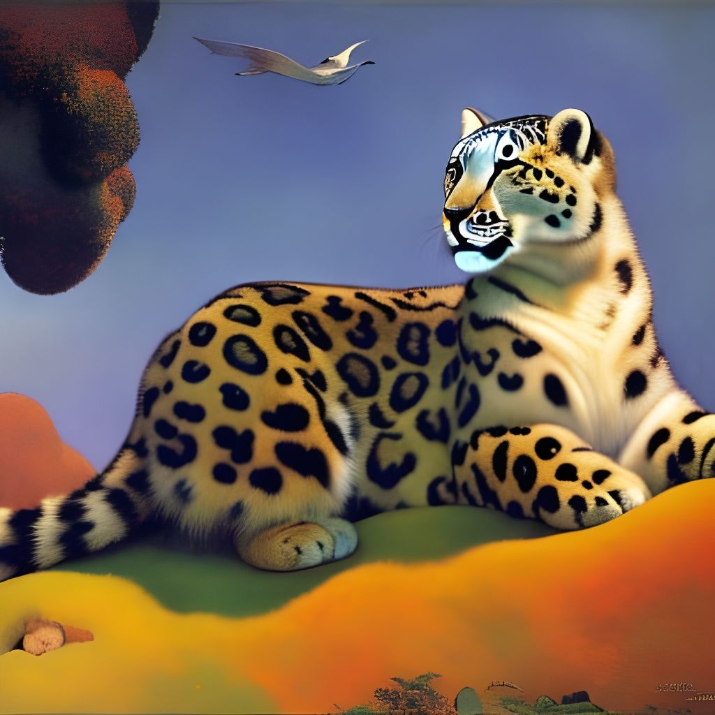 Snow Leopard Portrait in Ethereal Style