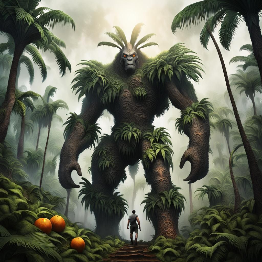 Palm Titan in Jungle Mist, Matte Painting
