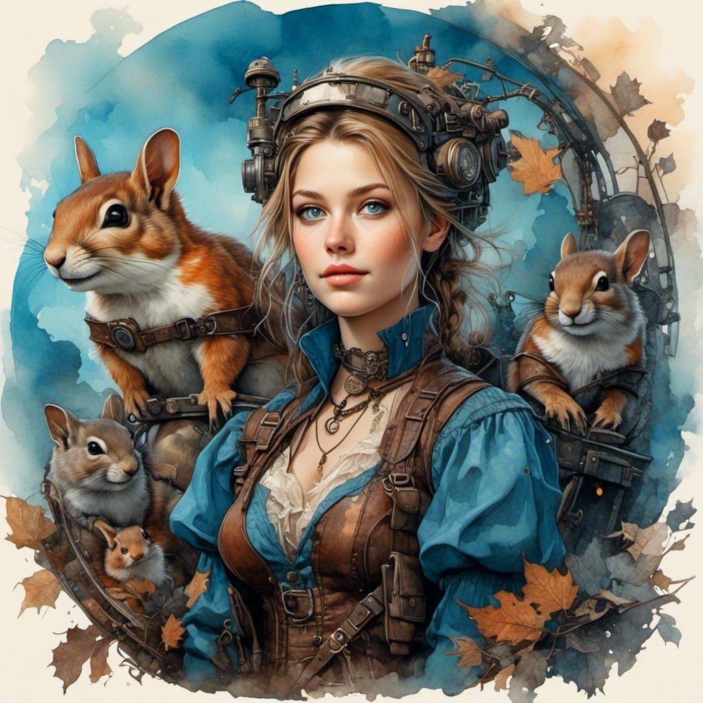 Girl with Squirrels: Digital Matte Painting