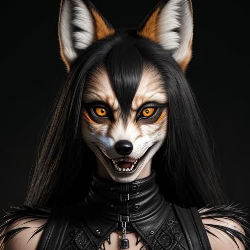 Damaged Jackal Mask: Punk-Goth Portrait