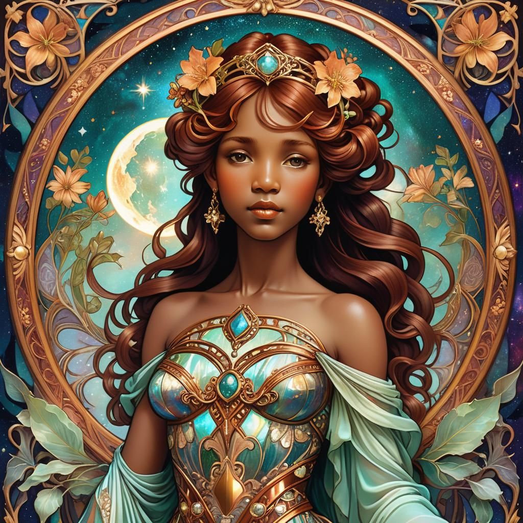 Goddess Venus in Ornate Art Nouveau Style