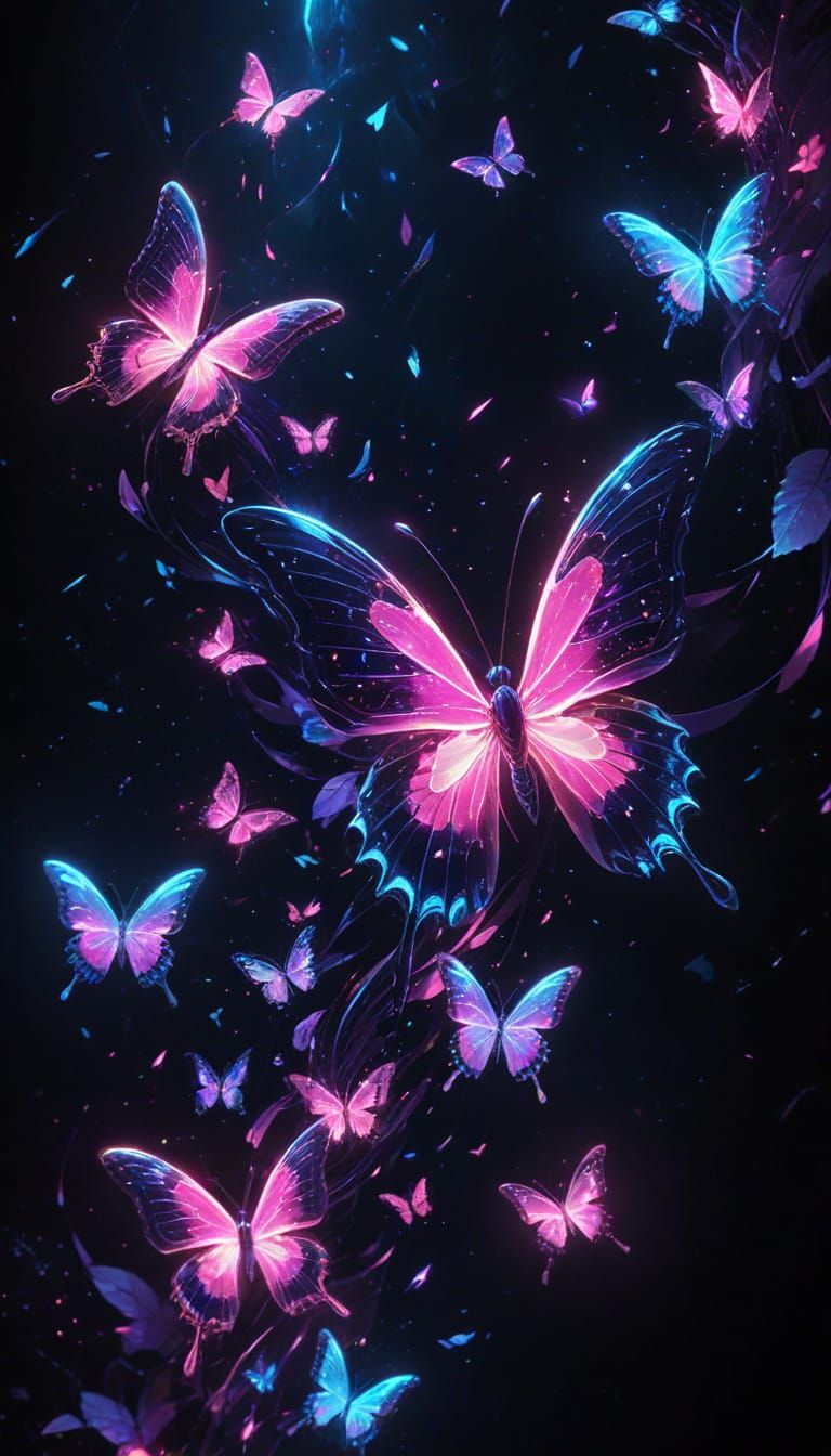 Glowing Glitchcore Goddess in Vibrant Cosmic Space