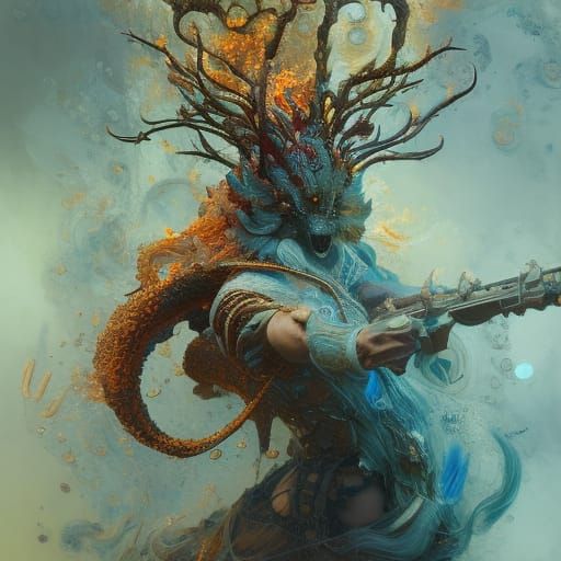 Majestic Fire Elemental Portrait in Expressionist Style