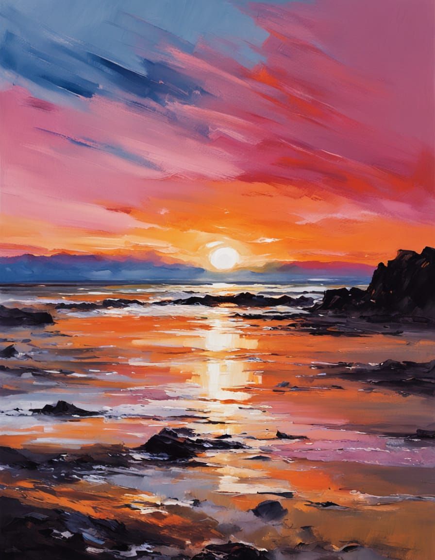 Vibrant Scottish Sunrise in Impressionist Style
