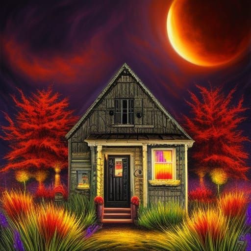 Halloween Pumpkin Fantasy in Neo-Impressionist Style