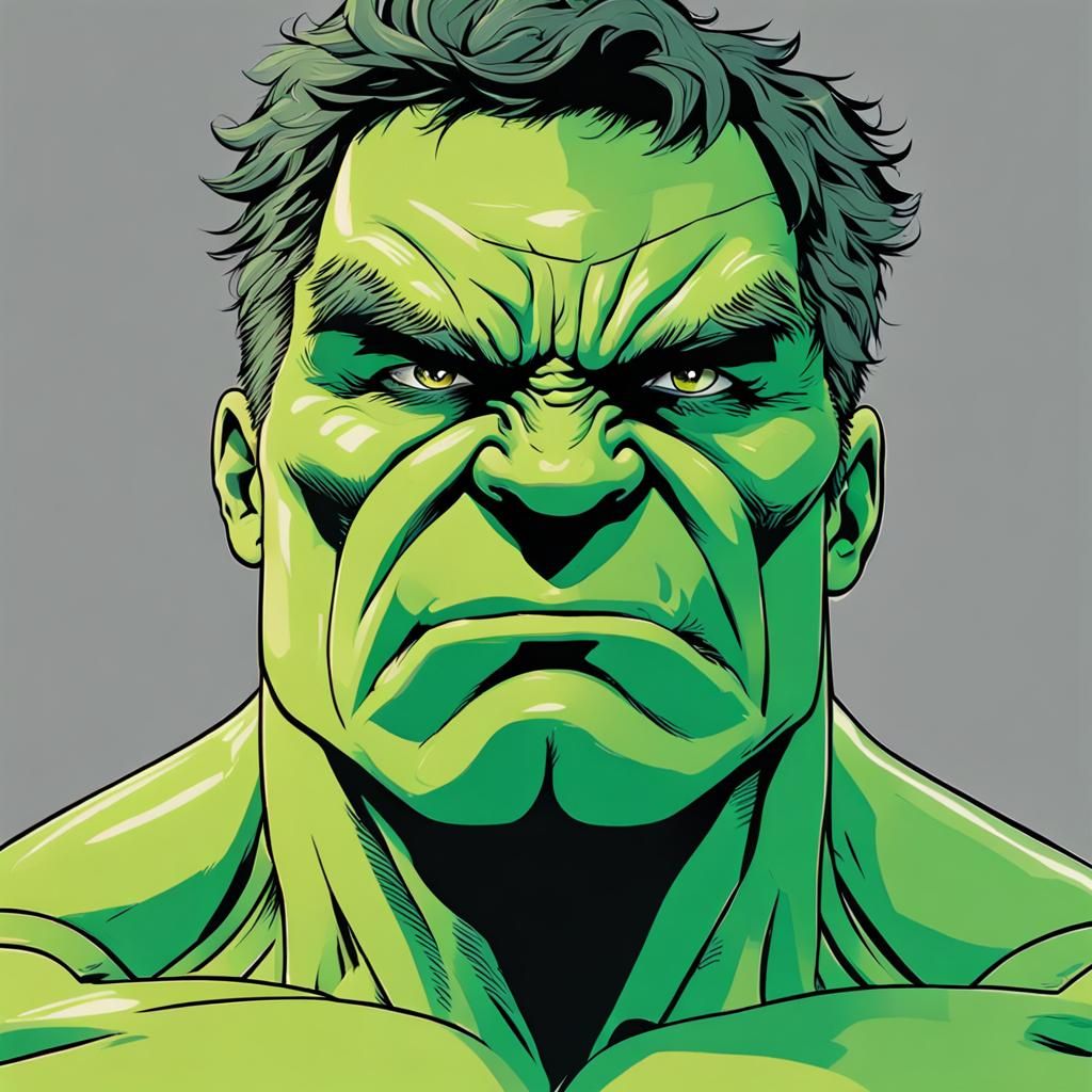 Stylized Hulk Portrait in Comic Book Art