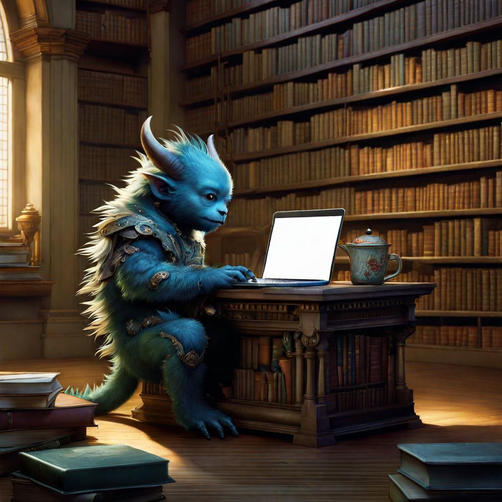 Baby Monster at School: Fantasycore Digital Art