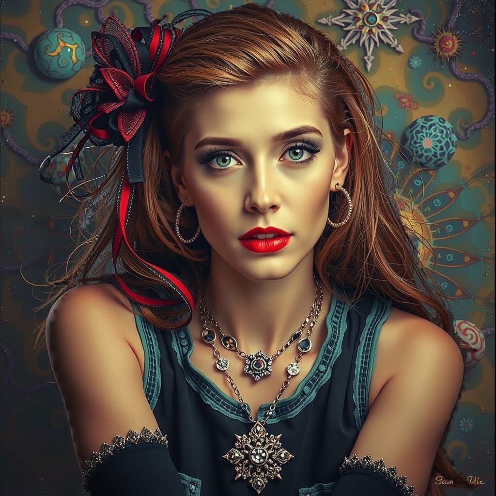 Vivid Fractal Landscape in Hyper-Realistic Oil Painting Styl...