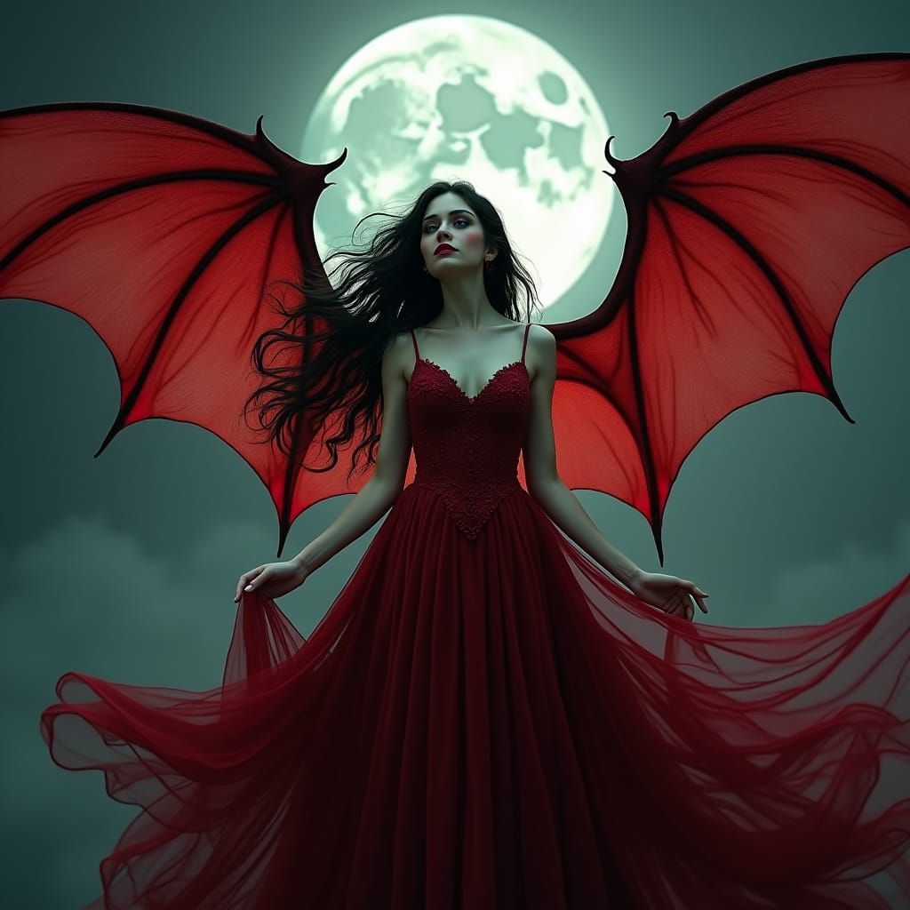 Vampire Bride Ascending Under Moonlight