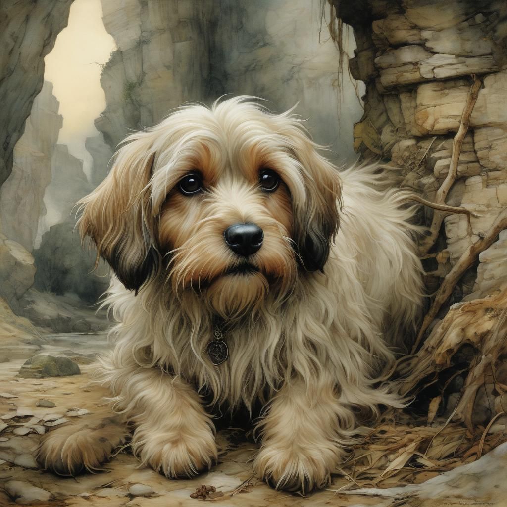 Charming Dog Portrait in Storybook Illustration Style