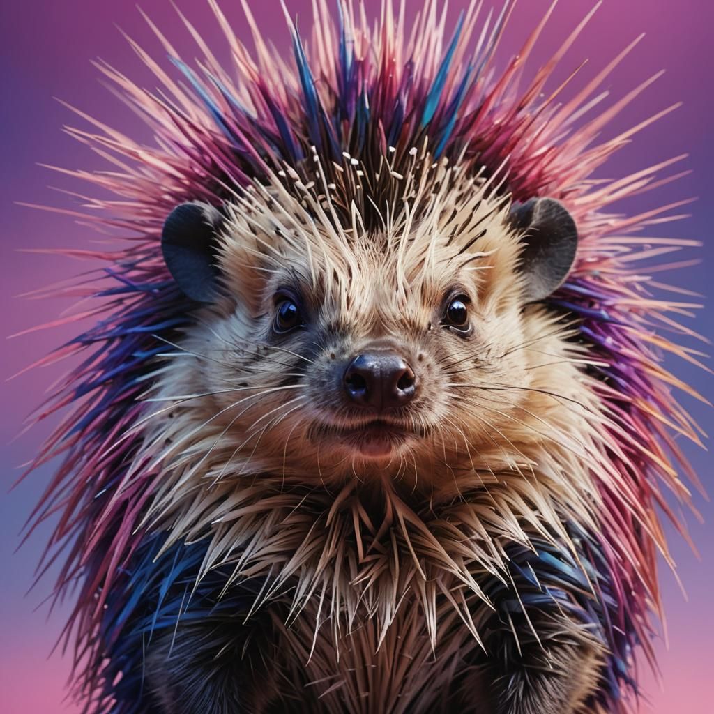 Sweet Porcupine in Hyperrealistic Digital Art Style