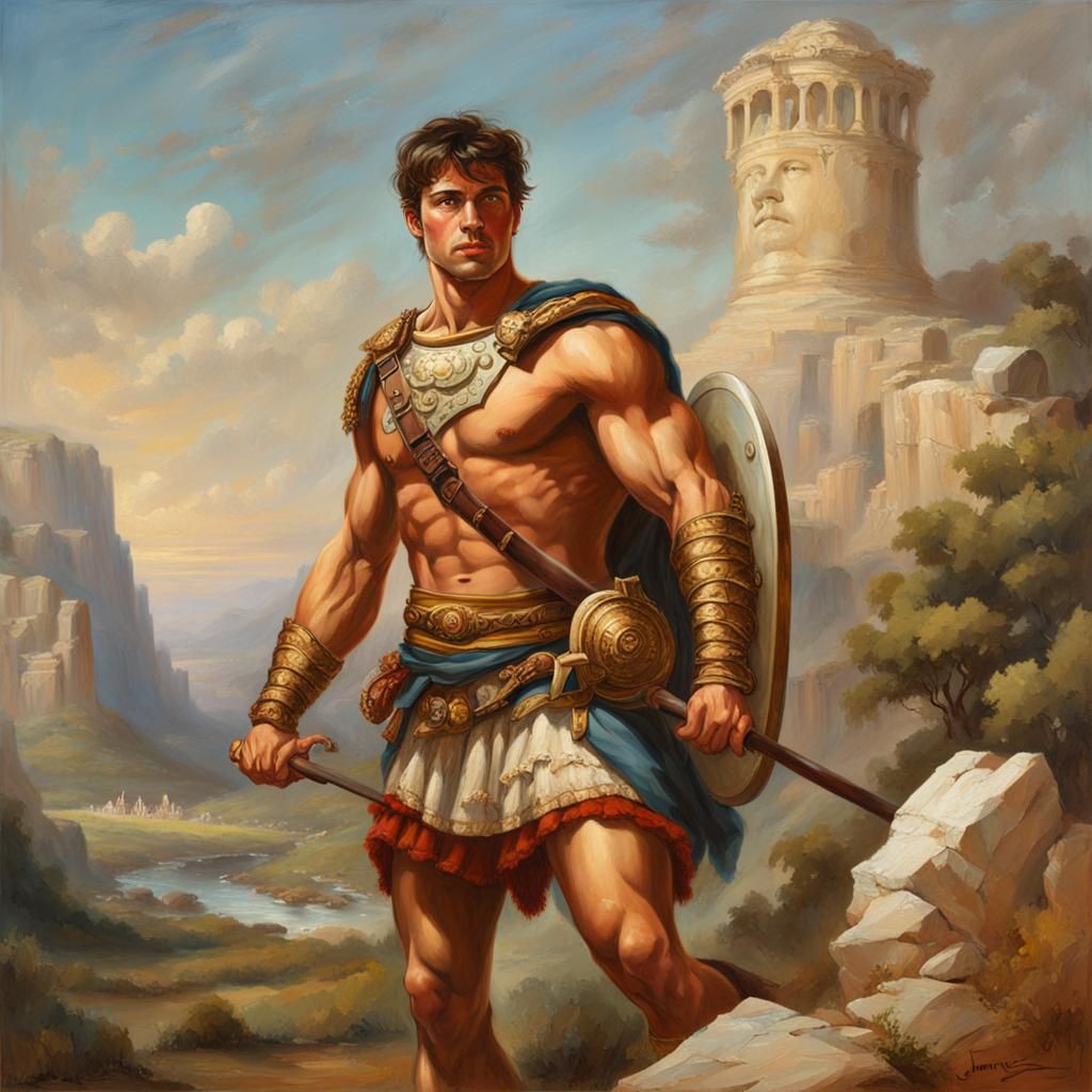 Handsome Roman Warrior in Fantasy Landscape