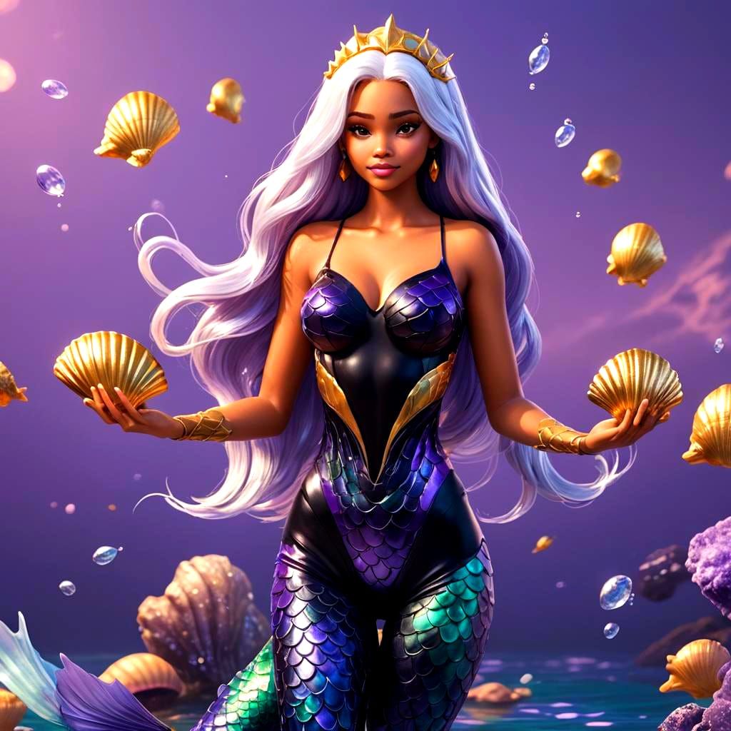 Mermaid in Black Bodysuit 3D Digital Art