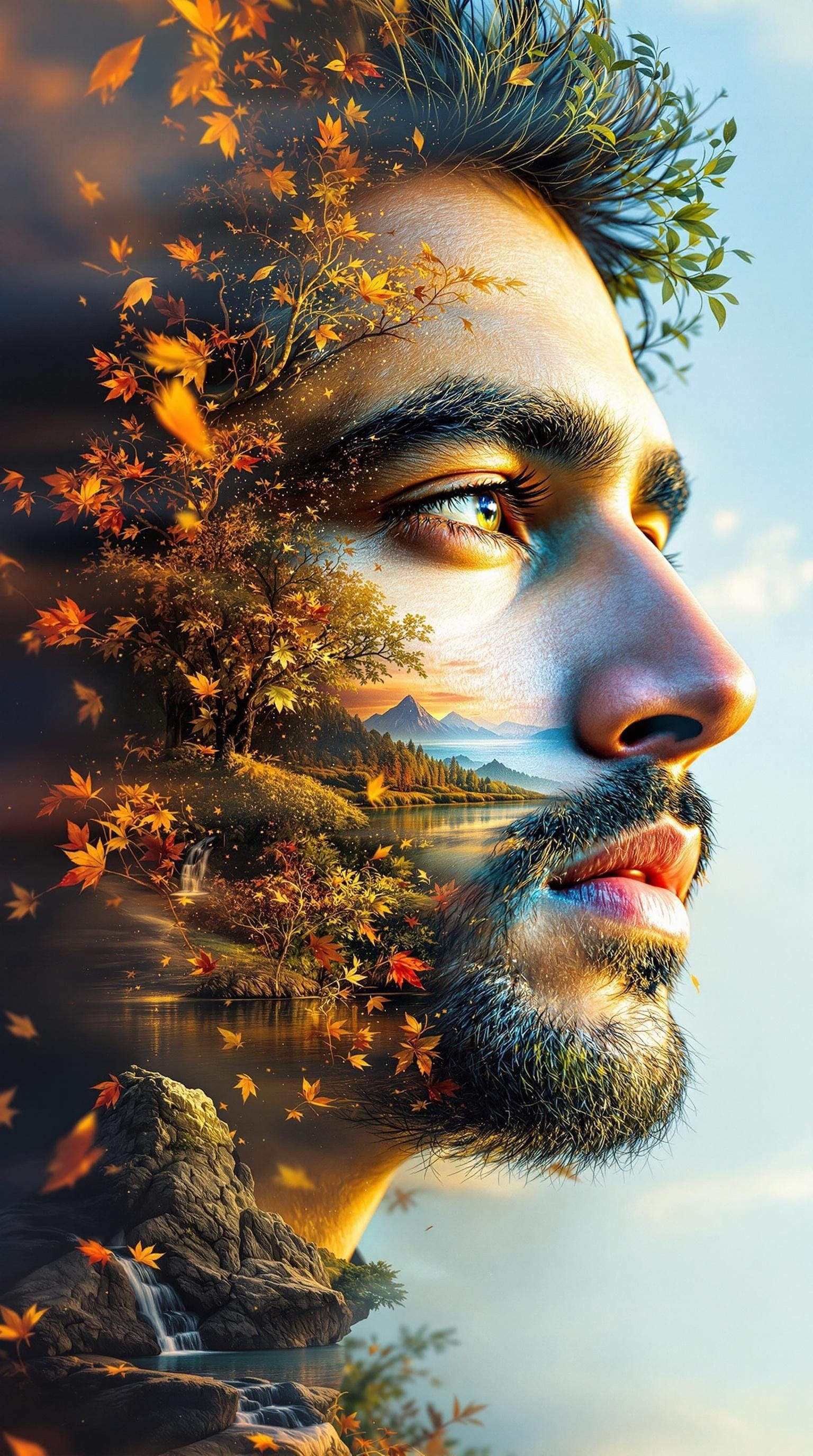 Hyperrealistic Portrait of a South Asian Man in Vibrant, Fan...