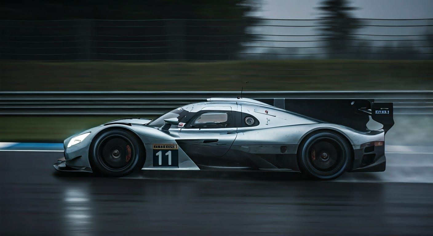Mercedes Hypercar Races in Rain: Cinematic Film Still
