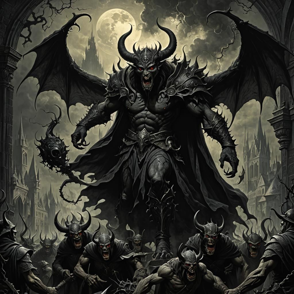 Terrifying Demon in Gothic Horror Style