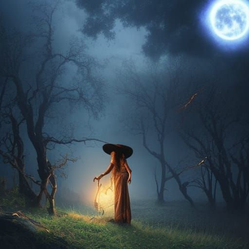 Dramatic Digital Painting of a Male Witch