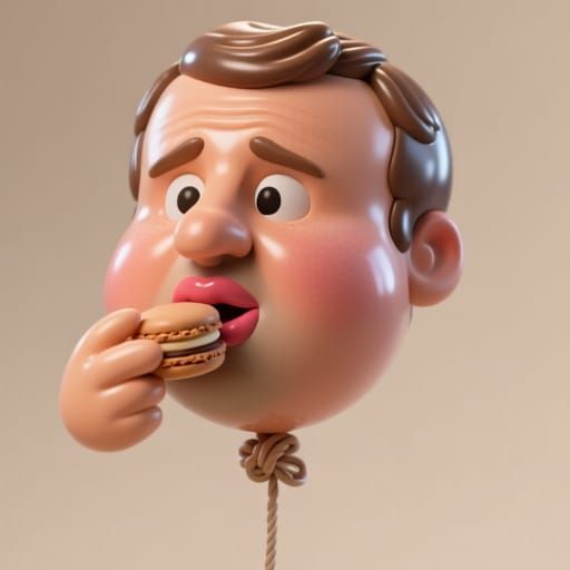 Surreal Macron Caricature as 3D Art Toy