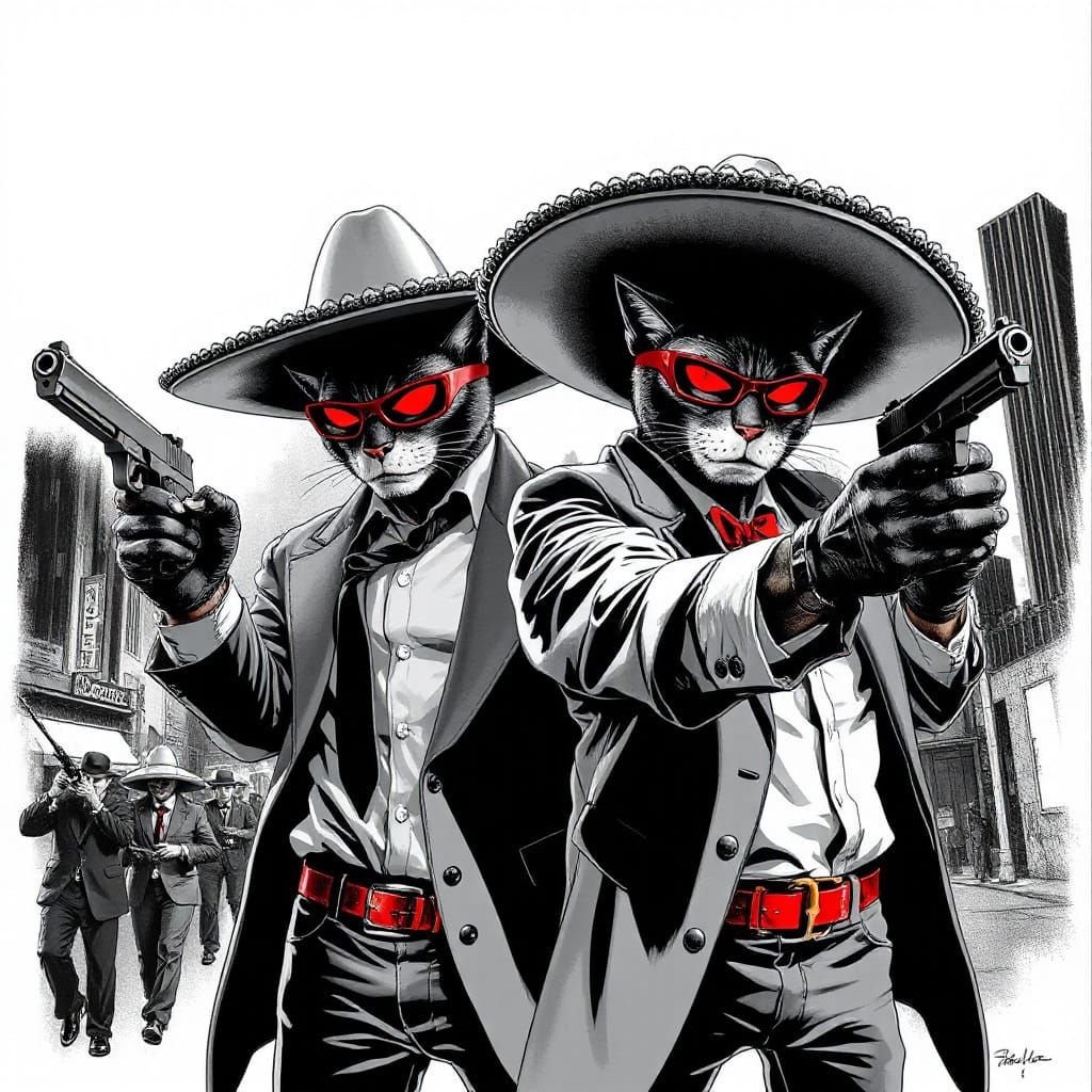 Cats in Sombreros: Sin City Comic Art