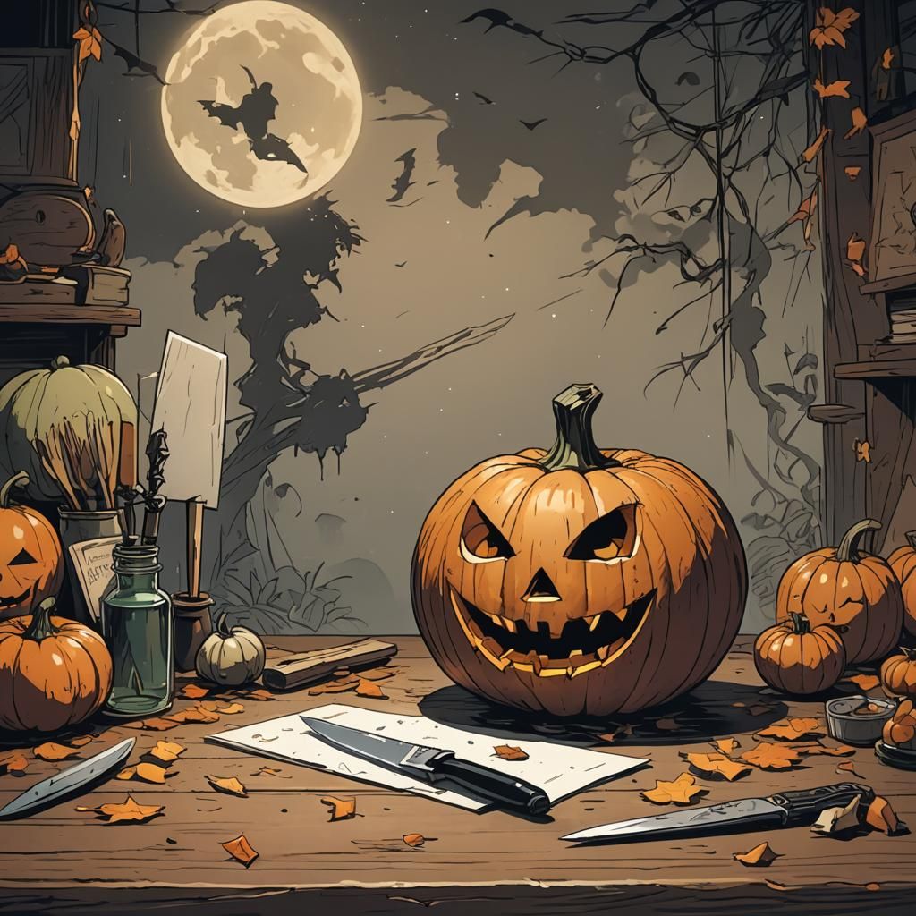 Pumpkin's Jack-O'-Lantern Dream: Anime Cel-Shaded Style