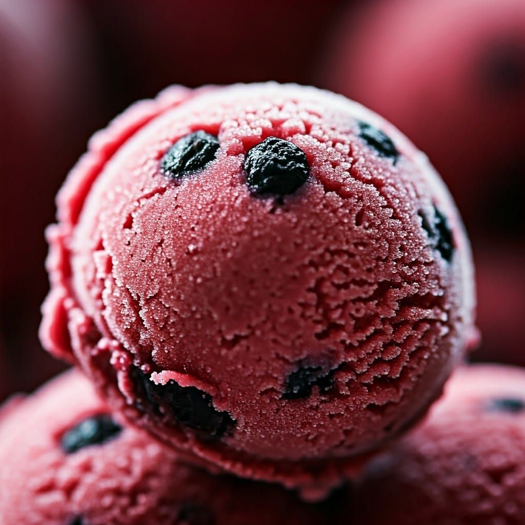 Ultra close up blackcurrant and lime sorbet