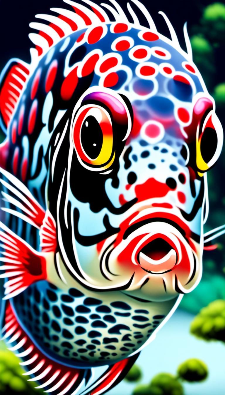 Striking Flowerhorn Fish Portrait