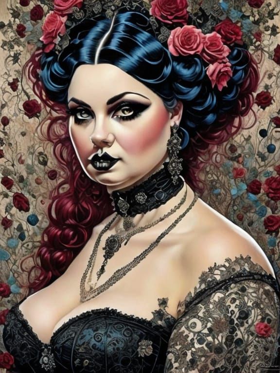 Gothic Victorian Woman Portrait in Creepy Style