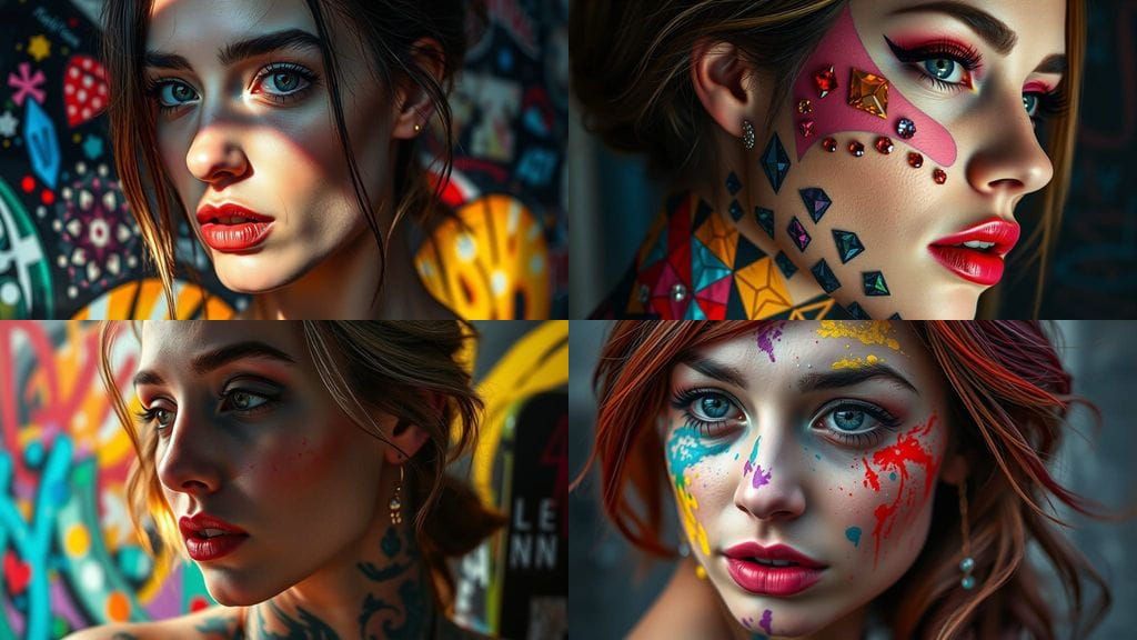 Hyperrealistic Splash Art of a Diamond-Adorned Face