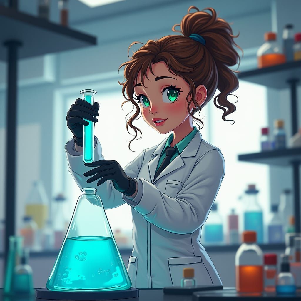 Young Scientist in Lab Conducting Experiment in Futuristic S...