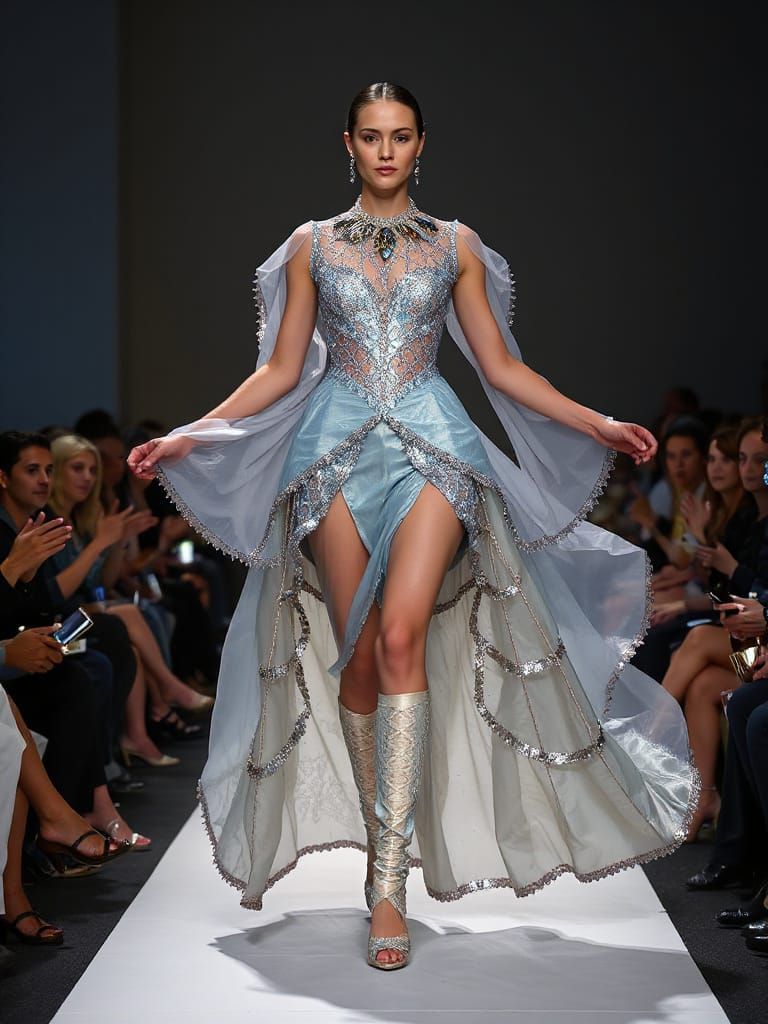Ethereal Model in Celestial Couture
