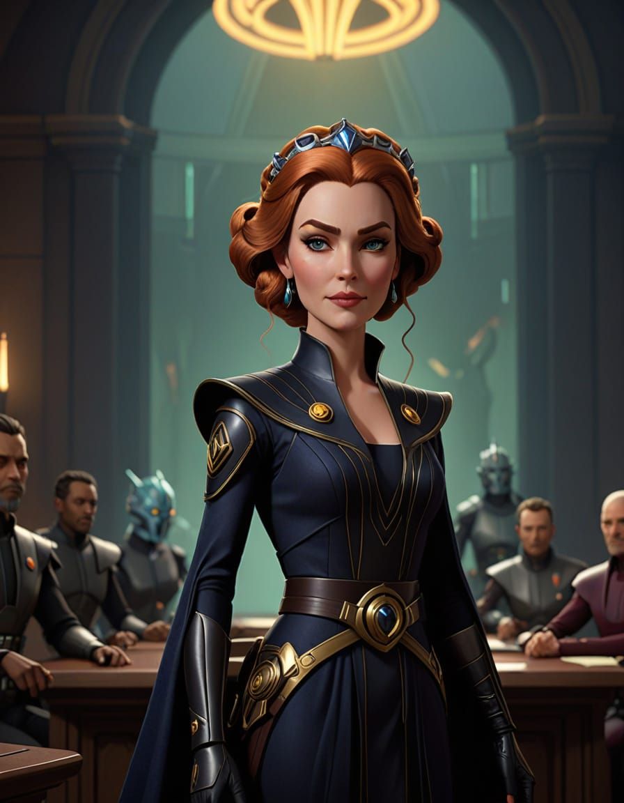 Duchess Satine Leads Council Meeting in Pixar Style