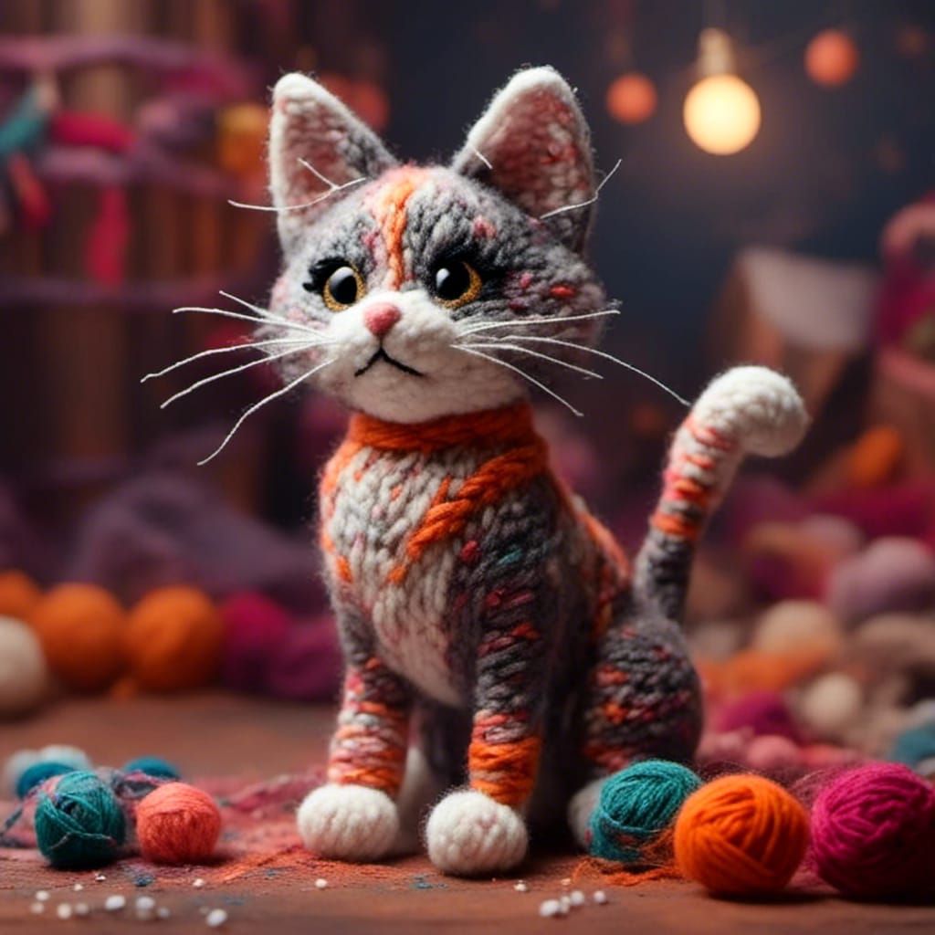 Yarn Cat: Detailed Matte Painting