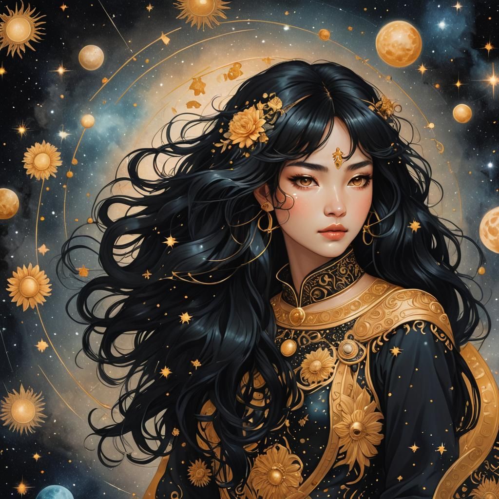 Leo Zodiac Girls in the Cosmos