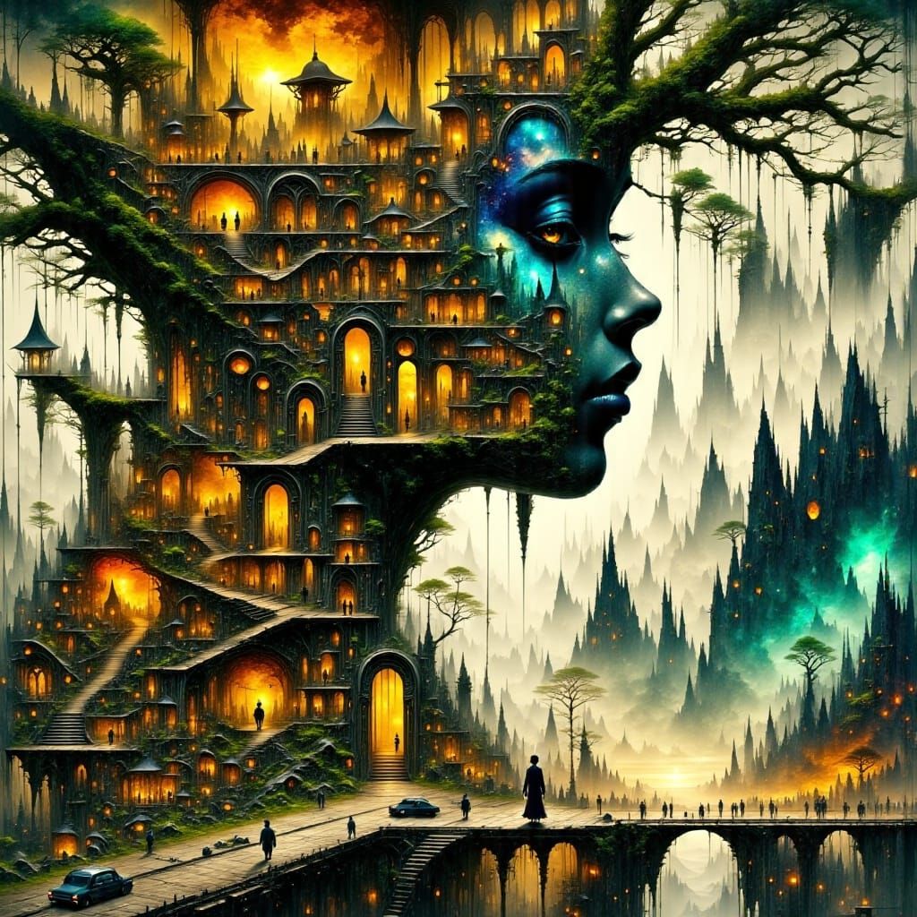 Steampunk Metropolis Revealed Inside Ancient Tree