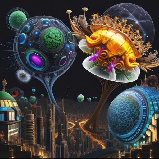 Microscopic Organic Civilization in Surreal Style