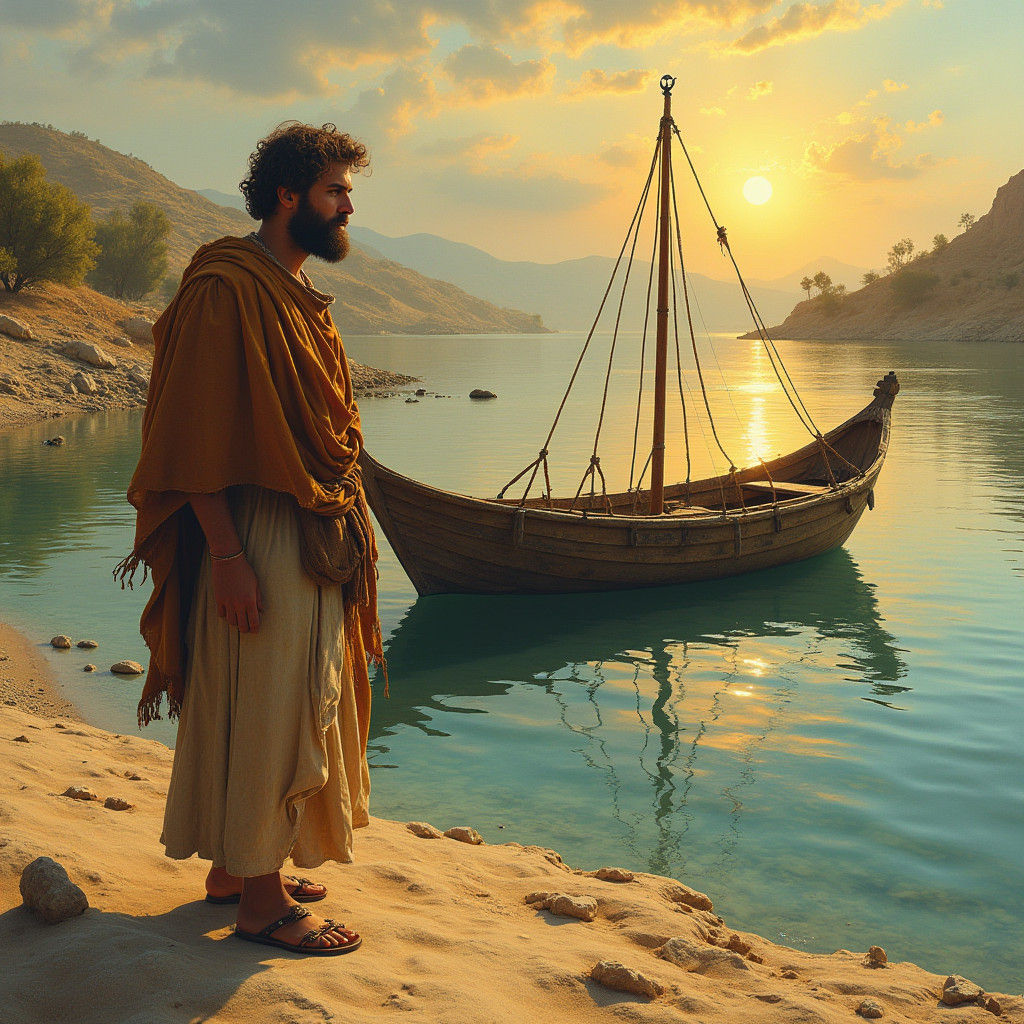 Fisherman on the Shore of Ancient Israel