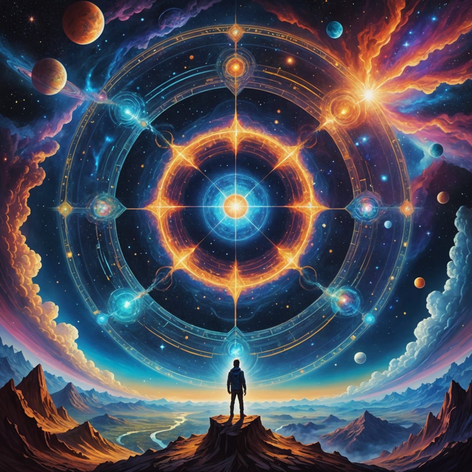 Dramatic Cosmic Creation in Mixed Media