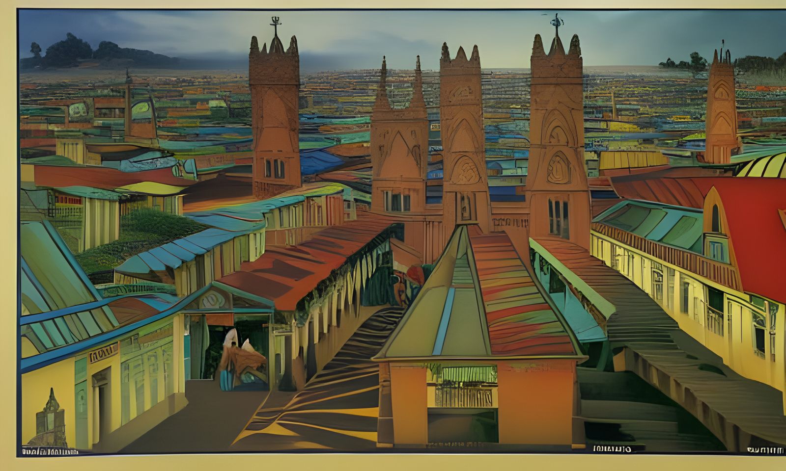 Madagascar Cityscape in Surrealist Style