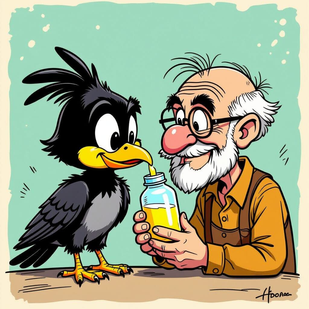 Baby Crow Gets Bottle, Looney Tunes Style