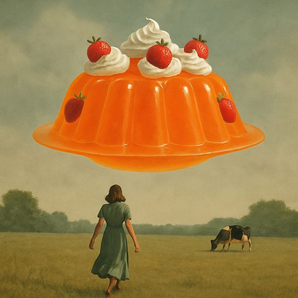an alien spacecraft takes the form of a luminous orange jell...