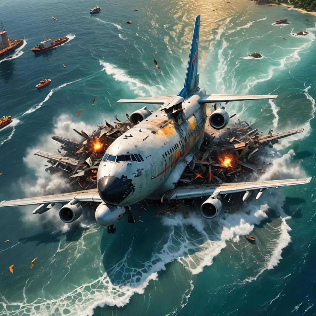 Cargo Plane Crash Landing Near Tropical Island