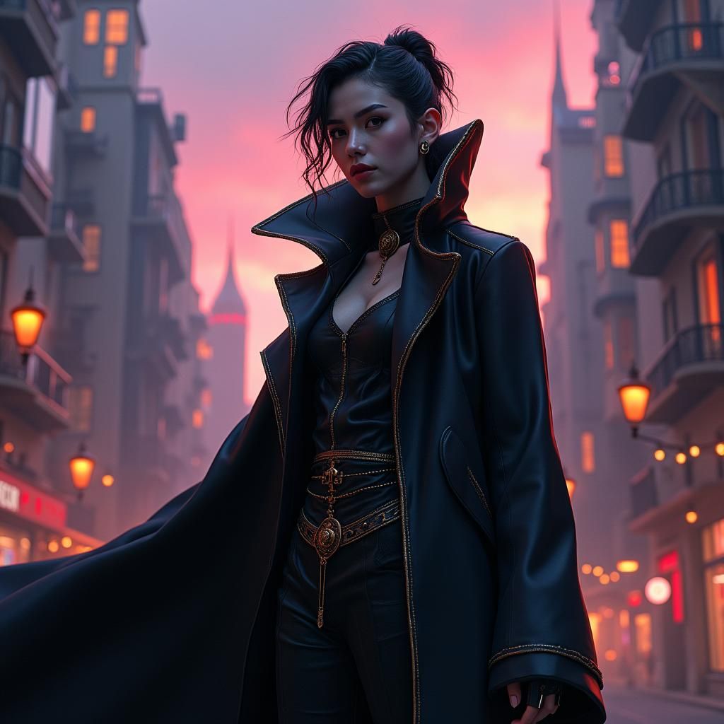 Dreamlike Cityscape Portrait in Fantasy Concept Art Style